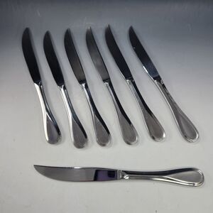MIKASA Set 7 Serrated Steak Knives BRAVO Pattern Stainless 18/10 Rounded Handle
